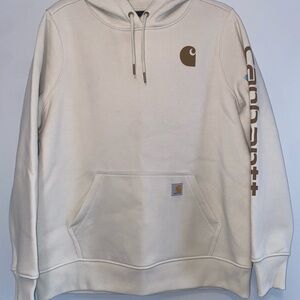 Carhartt Off-White Hoodie with Brown Logo